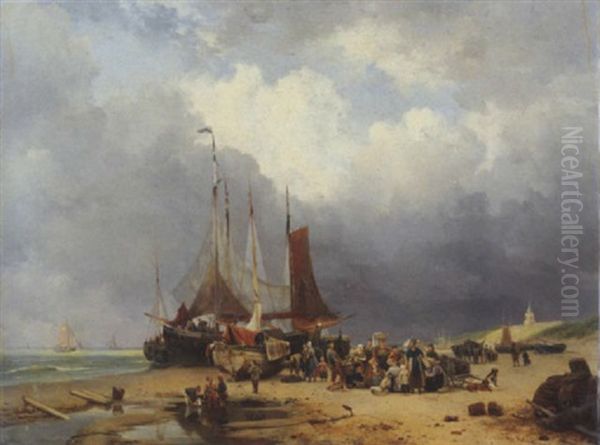 Sorting The Catch On The Beach Of Scheveningen - view 1