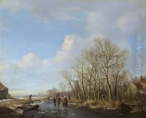 Wood Gatherers On A Frozen Stream