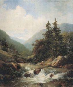 Gebirgsbach by Hendrik van de Sande Bakhuyzen