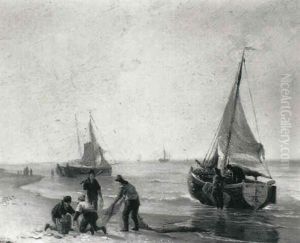 Fishermen Unloading The Catch by Hendrik van de Sande Bakhuyzen