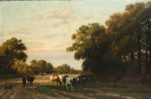 Heading Home From The Fields by Julius Jacobus Van De Sande Bakhuyzen