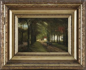 Allee Mit Von Der Feldarbeit Heimkehrenden Bauern by Julius Jacobus Van De Sande Bakhuyzen