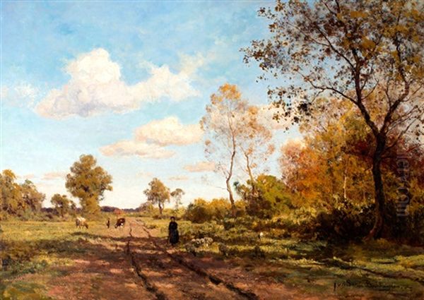 Koeherderin Op Een Landweg - view 1