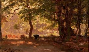 A Forest Path (study) by Julius Jacobus Van De Sande Bakhuyzen
