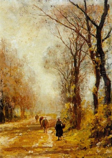 A Little Herd With Cattle On A Path - view 1