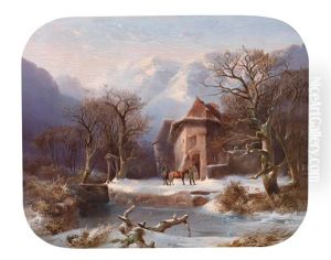 Schloss Im Walde, Winterlandschaft by Julius Bakof