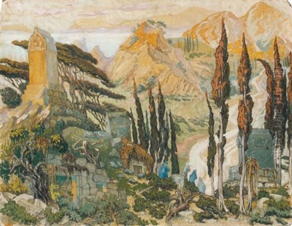 Ruines Dans Un Paysage Mediterraneen - view 1