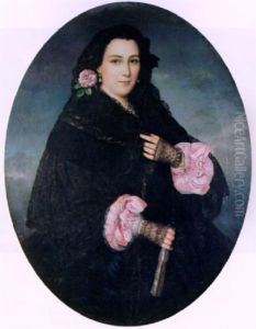 Dama Con Abanico by Jose Balaca y Carrion