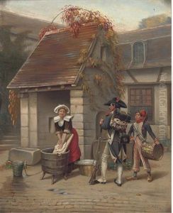 A Distraction From Chores by Charles Lucien Marie Balay