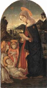 Madonna Mit Kind Und Zwei Engeln by Alesso Baldovinetti