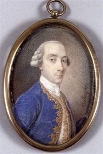 Gentilhomme En Habit De Cour De Soie Bleu A Parements Or