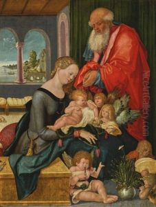 The Holy Family With Five Angels