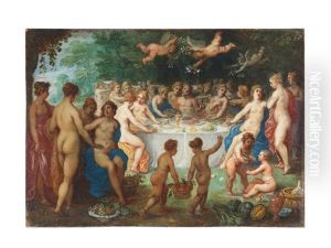 The Feast Of The Gods, Possibly The Wedding Of Peleus And Thetis by Hendrik van Balen the Elder