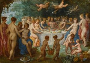 The Feast Of The Gods, Possibly The Wedding Of Peleus And Thetis by Hendrik van Balen the Elder