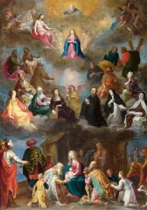 The Adoration Of The Virgin Mary, With Adoration Of The Kings And The Ascension Of Mary by Hendrik van Balen the Elder
