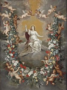 The Crowning Of The Virgin, Surrounded By A Garland Of Flowers Held By Putti