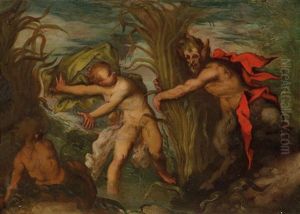 Eine Von Einem Satyr Verfolgte Nymphe by Hendrik van Balen the Elder