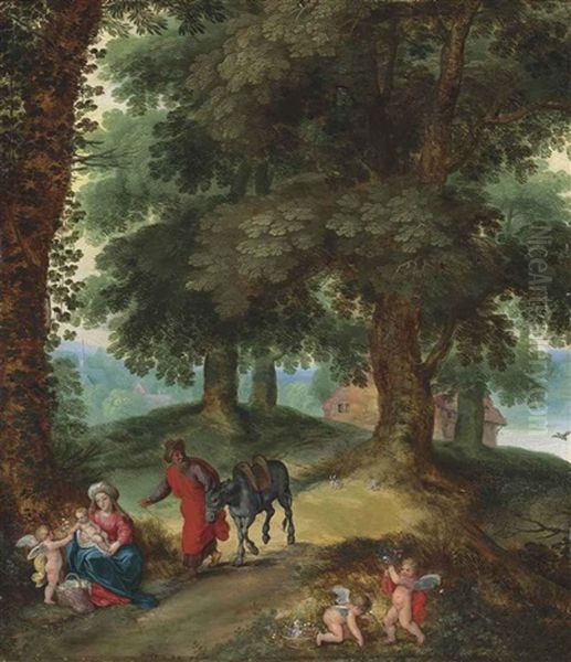 A Wooded Landscape With The Rest On The Flight Into Egypt - view 1