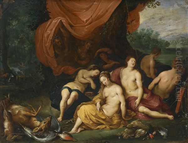 Diana Und Ihre Nymphen Nach Der Jagd, Von Satyrn Belauscht - view 1