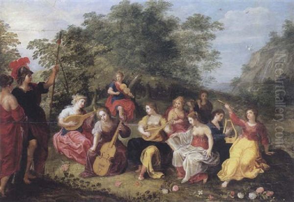 Apollo And The Nine Muses With Mount Helicon In The Distance - view 1
