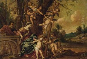 The Virgin And Saint John The Baptist With An Allegory Of The Fall And The Redemption by Hendrik van Balen the Elder