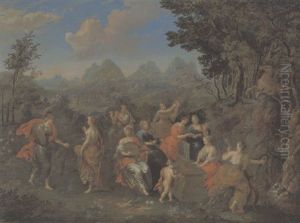 Minerva Besucht Die Neun Musen Auf Dem Berg Helikon, Um Die Quelle Zu Sehen Minerva Besucht Die Neun Musen Auf Dem Berg Helikon, Um Die Quelle Zu Sehen