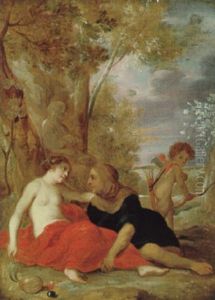Vertumnus Und Pomona Mit Amor In Einer Landschaft Vertumnus Und Pomona Mit Amor In Einer Landschaft
