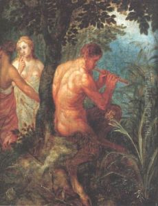 Skogsparti Med Satyr Och Nymfer by Hendrik van Balen the Elder
