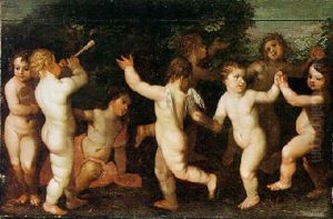 Putti Dancing And Playing Music by Hendrik van Balen the Elder