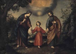 Landskap Med Den Heliga Familjen by Hendrik van Balen the Elder