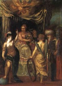 An Allegory With A Merchant, Bellona & Fortuna Before Enthroned Abundance by Hendrik van Balen the Elder