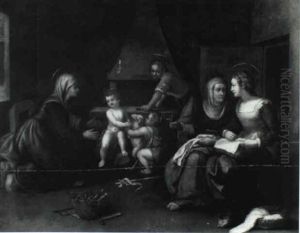 St. Joseph At His Workshop With The Infant Christ And Infant St. John. . . by Hendrik van Balen the Elder