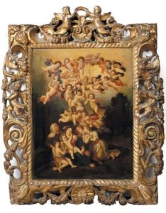 La Vierge A L'enfant Avec Sainte Elisabeth Et Saint Jean-baptiste Adores Par Les Anges by Hendrik van Balen the Younger
