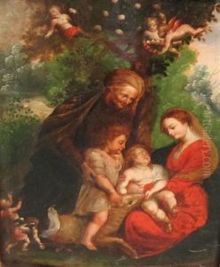 The Madonna And Child With St. Elizabeth And St John The Baptist by Jan Van Balen