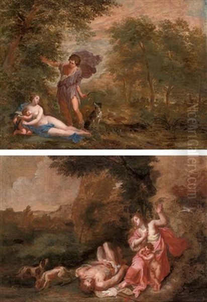 Venus And Adonis (+ The Death Of Adonis; Pair) by Jan Van Balen