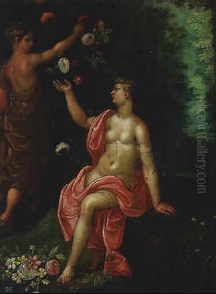 Venus And A Nymph Picking Flowers In A Landscape - view 1