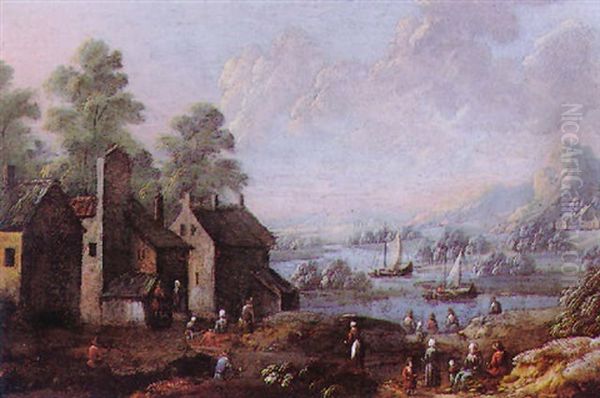 A Village In A Mountainous River Landscape - view 1