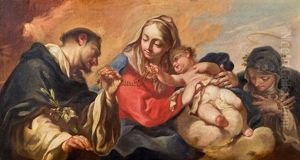 Rosenkranzmadonna Mit Heiligem Dominikus Und Heiliger Katharina by Antonio Balestra