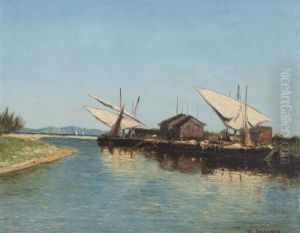 Voiliers Dans L'estuaire by Adolphe-Paul-Emile Balfourier