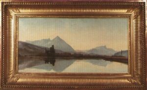 Vaches S'abreuvant Au Bord De La Riviere Dans Un Paysage Montagneux by Adolphe-Paul-Emile Balfourier