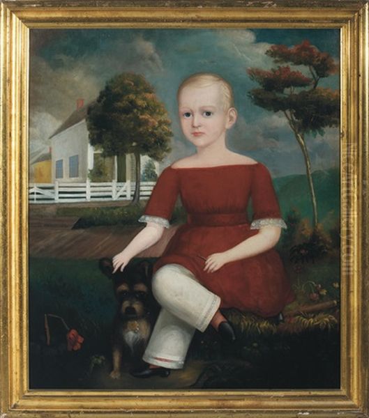 Portrait Of A Young Boy With Dog - view 1