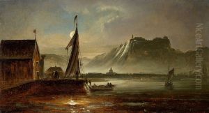 View Of Fredriksten Fortress In Moonlight