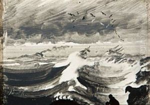 Skip Pa Opprort Hav by Peder Balke