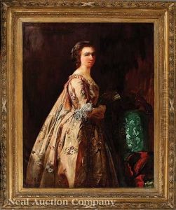 A Grand Manner Portrait Of A Young Woman In A Sack Back Gown by John Ballantyne