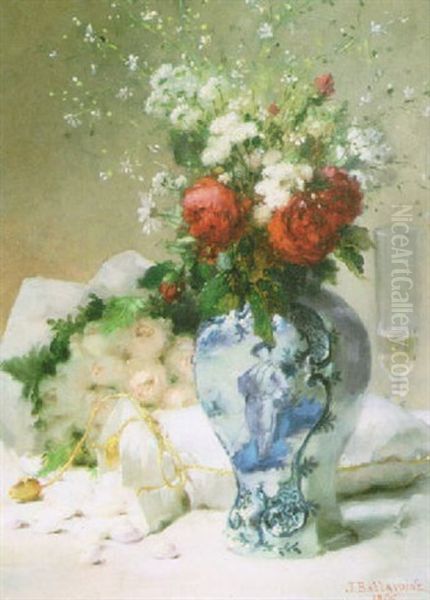 Still Life Of Flowers In A Delft Blue And White Vase - view 1