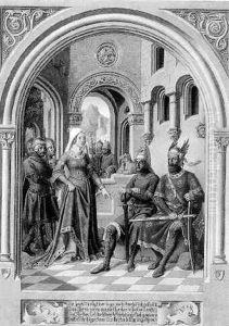 Medieval Princess With Knights (scene From Nibelungenlied?) by Karl Ballenberger