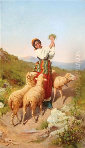A Shepherdess With Her Flock - view 1