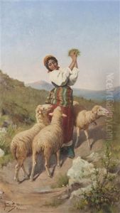 Shepherdess With Sheep Shepherdess With Sheep