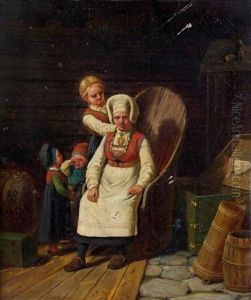 Famille Dans Un Interieur Norvegien by Ole Peter Hansen Balling