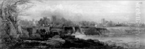 The Salmon Leap At Bywell, Northumberland by George Balmer